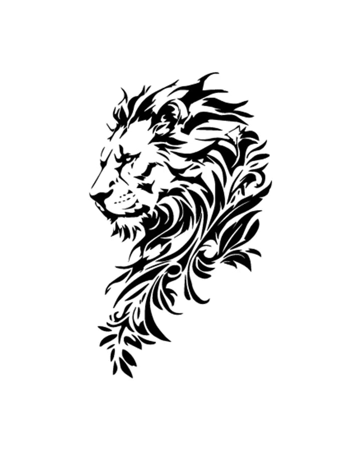 Lion Face Temporary Tattoos - Swag Ink